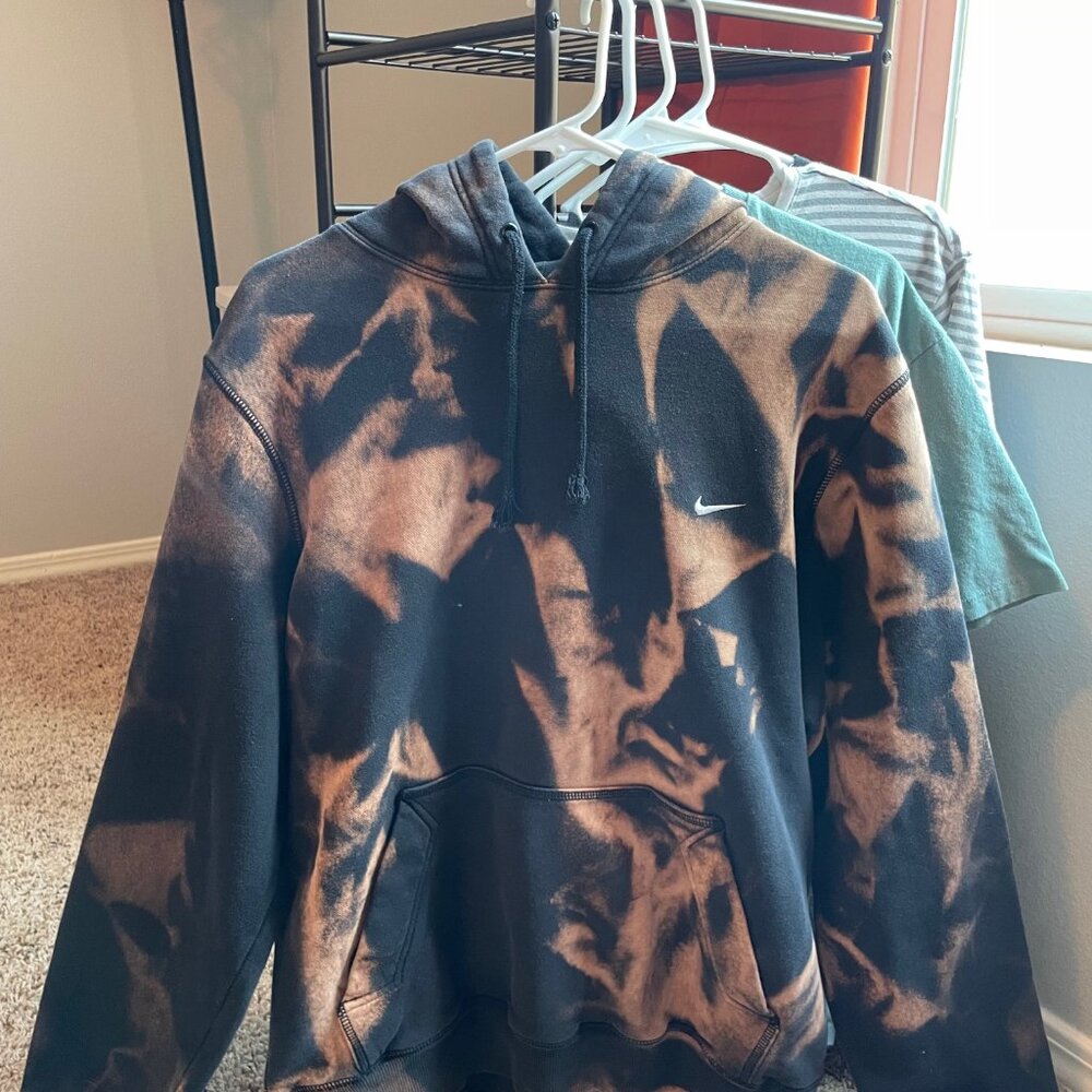 Nike black hoodie custom bleached